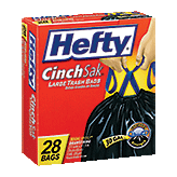 Hefty  multipurpose large trash drawstring bags, 30 gal Left Picture